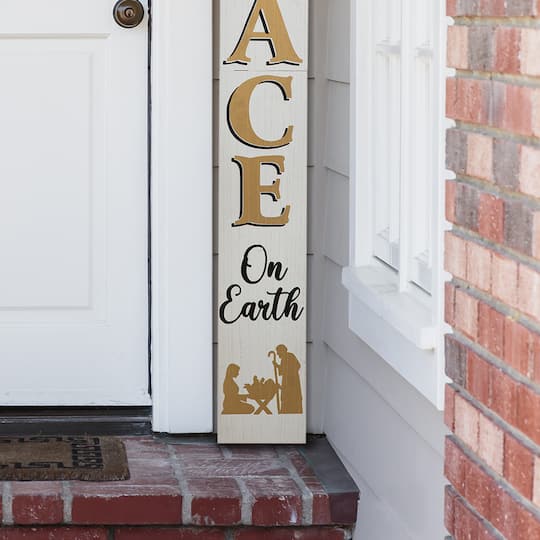 Glitzhome® 60'' PEACE Nativity Wooden Porch Sign